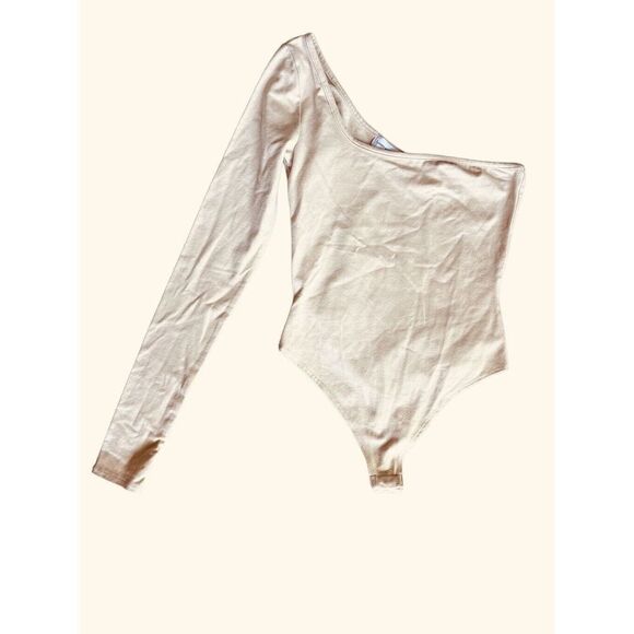 Lovers And Friends Tenley Bodysuit Sand Color Women’s XXS Off Shoulder 1 Sleeve - Picture 6 of 11